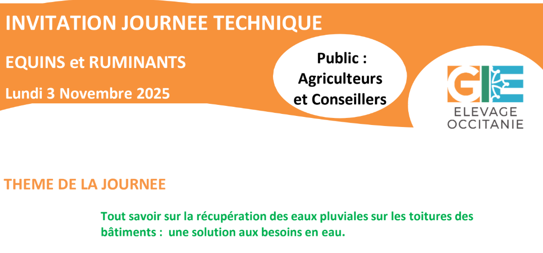 JOURNEE TECHNIQUE le 03/11 : récupération des eaux pluviales sur les toitures des bâtiments